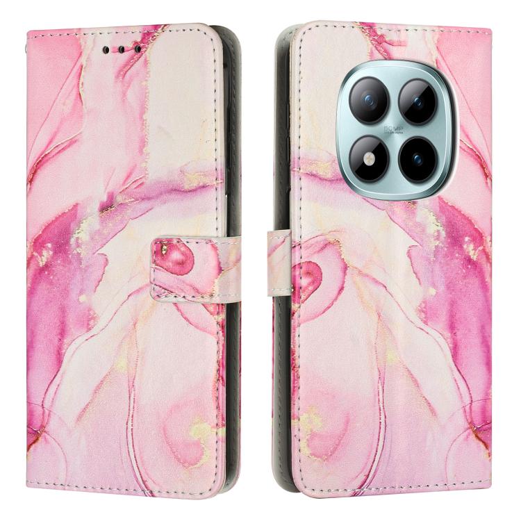 

For Redmi Note 15 Pro+ 5G Global 163.3mm Painted Marble Pattern Leather Phone Case(Rose Gold)