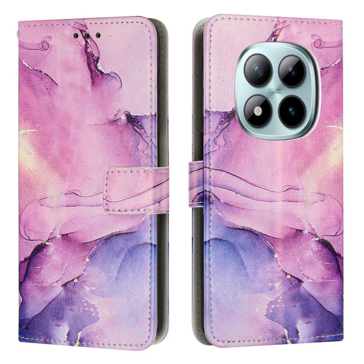 For Redmi Note 15 Pro+ 5G Global 163.3mm Painted Marble Pattern Leather Phone Case(Purple)