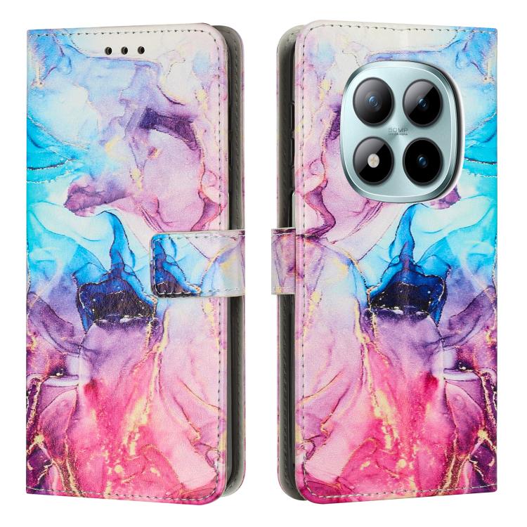 

For Redmi Note 15 Pro 5G Global 163.6mm Painted Marble Pattern Leather Phone Case(Pink Purple)