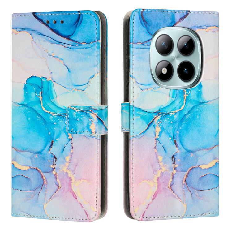 For Redmi Note 15 Pro 4G Global 163.2mm Painted Marble Pattern Leather Phone Case(Pink Green)