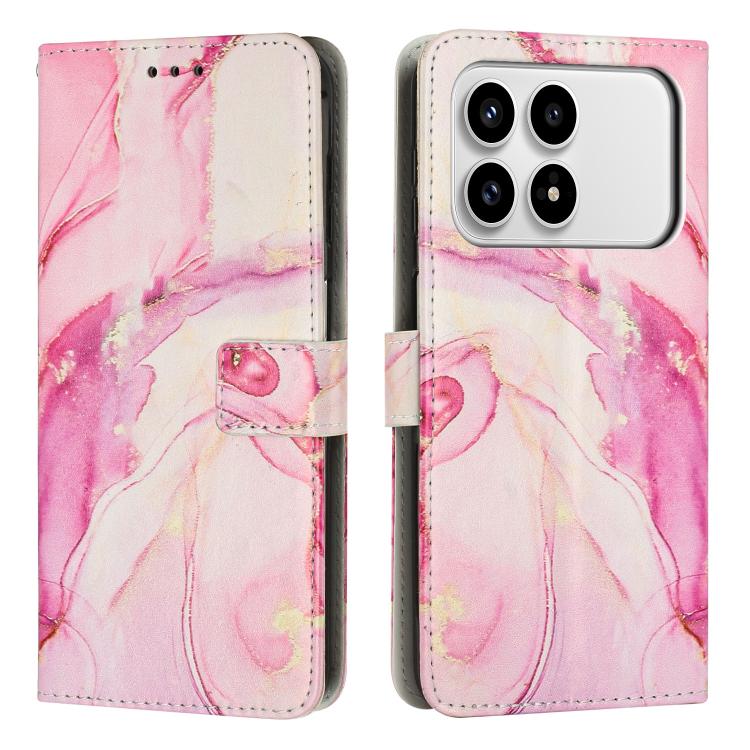 For Redmi K90 / Poco F8 Pro Painted Marble Pattern Leather Phone Case(Rose Gold)