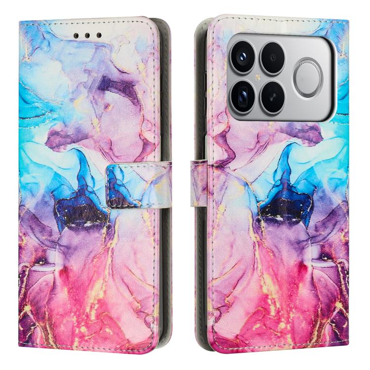 

For Redmi K90 Pro Max / Poco F8 Ultra Painted Marble Pattern Leather Phone Case(Pink Purple)