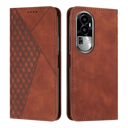 

For OPPO Reno10 5G Global/Reno10 Pro 5G Global Diamond Splicing Skin Feel Magnetic Leather Phone Case(Brown)