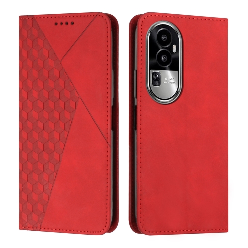 

For OPPO Reno10 5G Global/Reno10 Pro 5G Global Diamond Splicing Skin Feel Magnetic Leather Phone Case(Red)