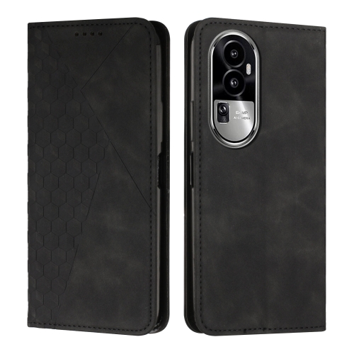 

For OPPO Reno10 5G Global/Reno10 Pro 5G Global Diamond Splicing Skin Feel Magnetic Leather Phone Case(Black)