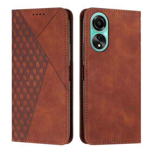 

For OPPO A58 4G Diamond Splicing Skin Feel Magnetic Leather Phone Case(Brown)