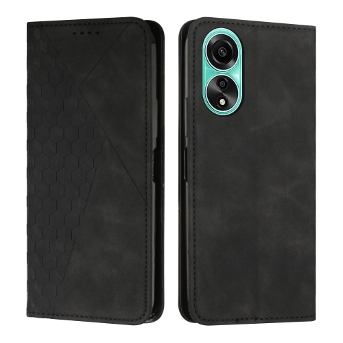 

For OPPO A78 4G Diamond Splicing Skin Feel Magnetic Leather Phone Case(Black)