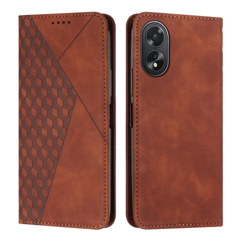 For OPPO A38 / A18 Diamond Splicing Skin Feel Magnetic Leather Phone Case(Brown) for xiaomi redmi note 13 pro 5g diamond lattice magnetic leather flip phone case purple