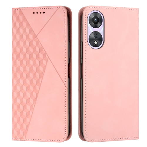 

For OPPO A58 / A78 Diamond Splicing Skin Feel Magnetic Leather Phone Case(Rose Gold)
