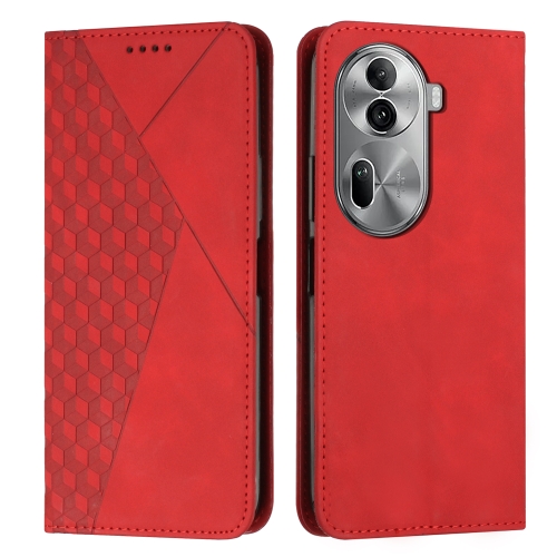 

For OPPO Reno11 Pro Global Diamond Splicing Skin Feel Magnetic Leather Phone Case(Red)