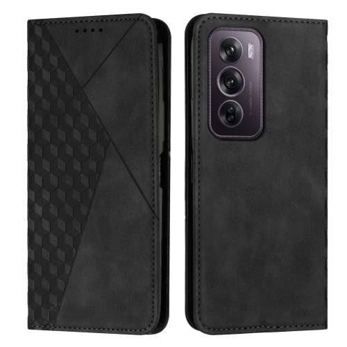 

For OPPO Reno12 Pro Global Diamond Splicing Skin Feel Magnetic Leather Phone Case(Black)