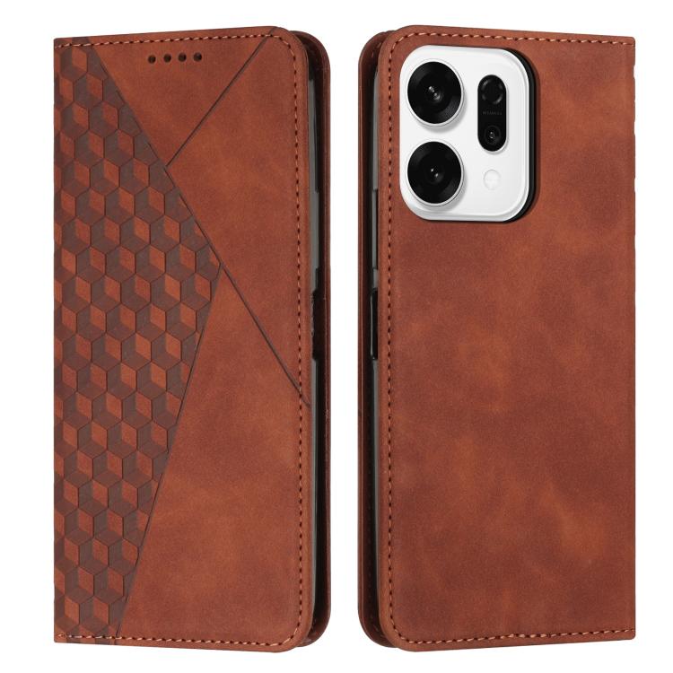 

For OPPO Reno14 Global / Reno14 F 5G Diamond Splicing Skin Feel Magnetic Leather Phone Case(Brown)