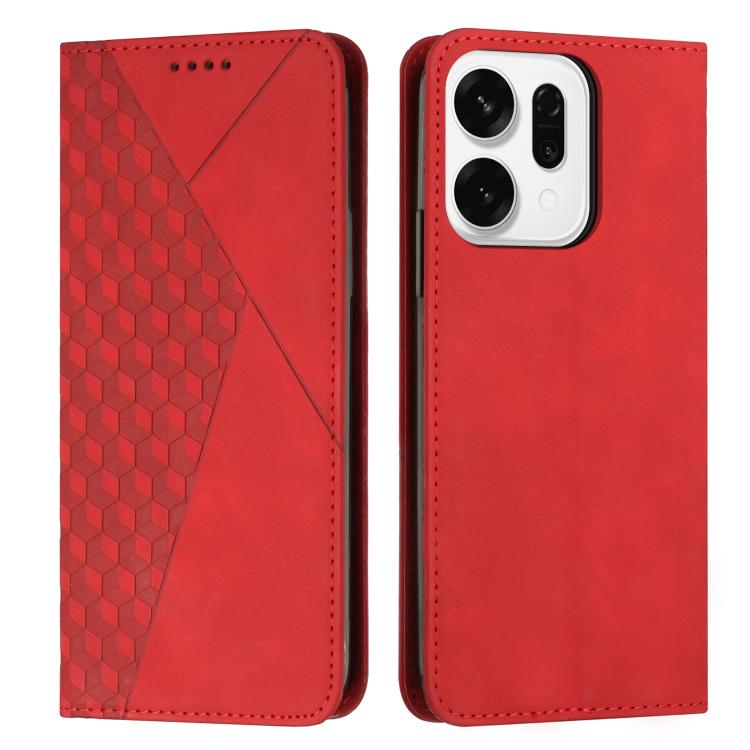 

For OPPO Reno14 Global / Reno14 F 5G Diamond Splicing Skin Feel Magnetic Leather Phone Case(Red)