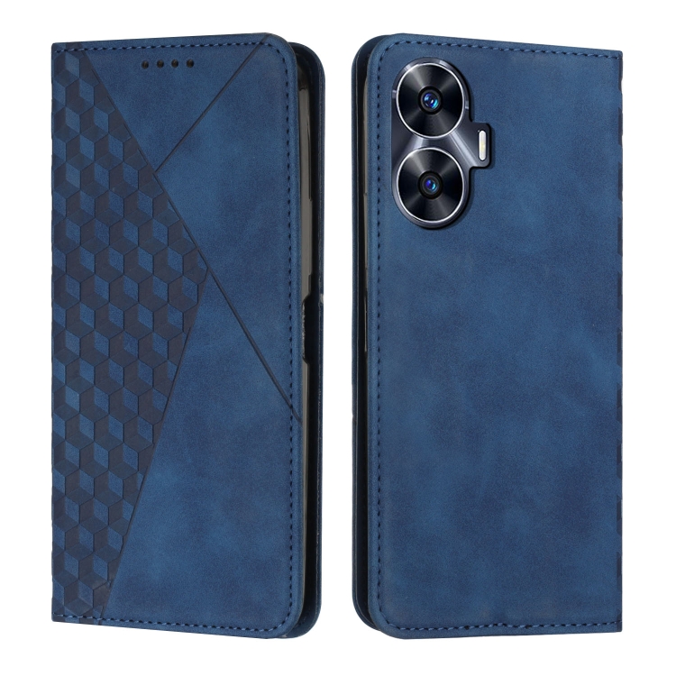 

For Realme C55 Diamond Splicing Skin Feel Magnetic Leather Phone Case(Blue)