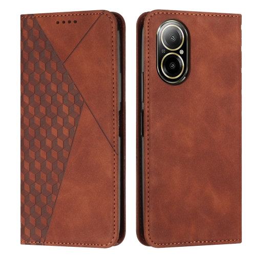 

For Realme C67 4G Global Diamond Splicing Skin Feel Magnetic Leather Phone Case(Brown)