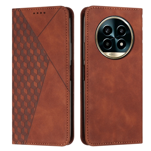 

For Realme 13 Pro+ 5G Global Diamond Splicing Skin Feel Magnetic Leather Phone Case(Brown)