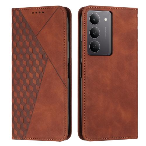 

For Realme C75 / V60 Pro Diamond Splicing Skin Feel Magnetic Leather Phone Case(Brown)