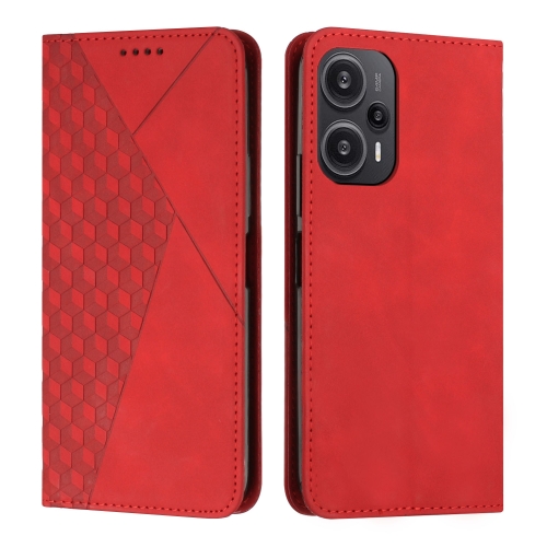 

For Xiaomi Redmi Note 12 Turbo/Poco F5 Diamond Splicing Skin Feel Magnetic Leather Phone Case(Red)