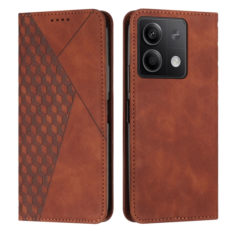 

For Xiaomi Redmi Note 13 Diamond Splicing Skin Feel Magnetic Leather Phone Case(Brown)