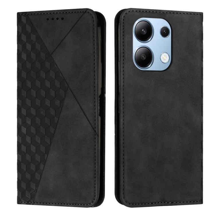 

For Xiaomi Redmi Note 13 4G Global Diamond Splicing Skin Feel Magnetic Leather Phone Case(Black)