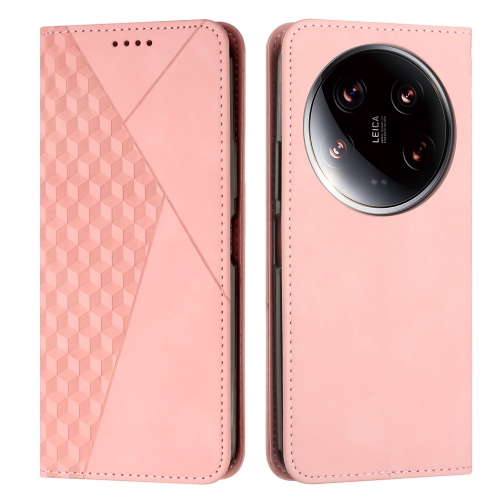 

For Xiaomi 14 Ultra Diamond Splicing Skin Feel Magnetic Leather Phone Case(Rose Gold)