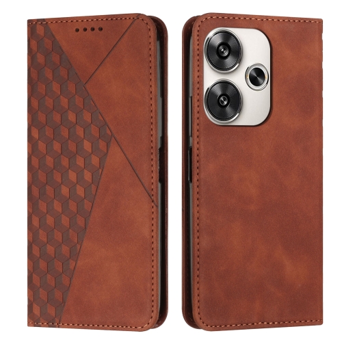 

For Xiaomi Redmi Turbo 3 Diamond Splicing Skin Feel Magnetic Leather Phone Case(Brown)