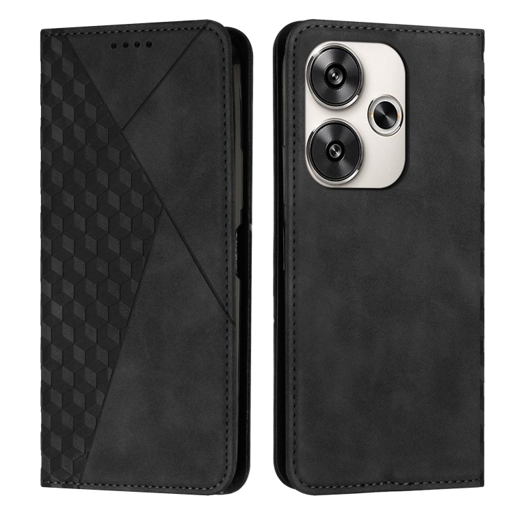 

For Xiaomi Redmi Turbo 3 Diamond Splicing Skin Feel Magnetic Leather Phone Case(Black)
