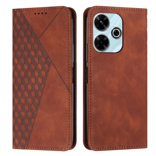 

For Xiaomi Redmi 13 4G Diamond Splicing Skin Feel Magnetic Leather Phone Case(Brown)