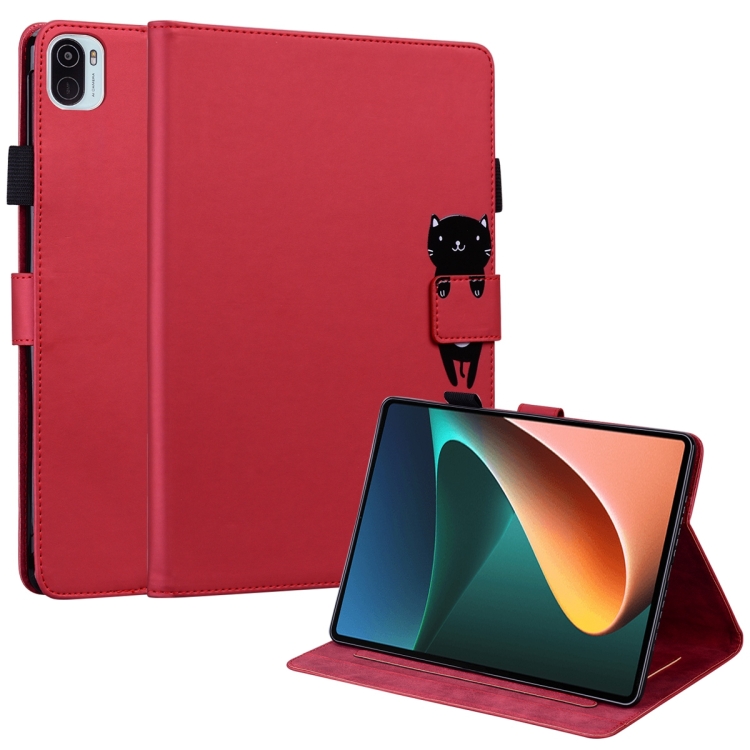 

For Xiaomi Pad 5 Cartoon Buckle Leather Tablet Case(Red)
