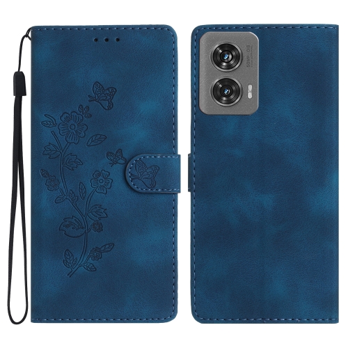 

For Motorola Edge 50 Fusion Flower Butterfly Embossing Pattern Leather Phone Case(Blue)