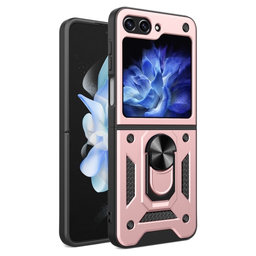 

For Samsung Galaxy Z Flip5 Armor Magnetic Bracket TPU+PC Phone Case(Rose Gold)