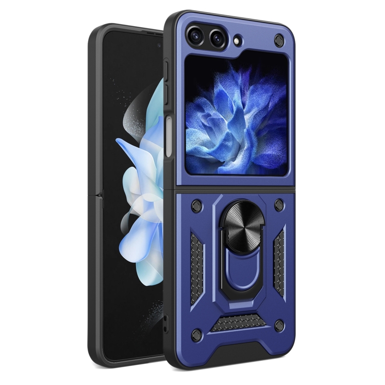 

For Samsung Galaxy Z Flip6 / Flip7 FE Armor Magnetic Bracket TPU+PC Phone Case(Blue)