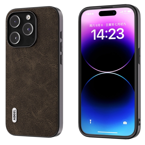

For iPhone 15 Pro ABEEL Dream Litchi Texture PU Phone Case(Khaki)