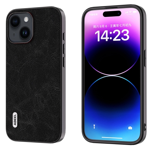 

For iPhone 15 Plus ABEEL Dream Litchi Texture PU Phone Case(Black)