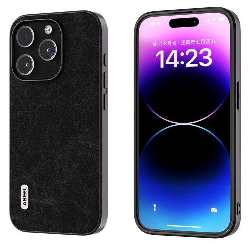 

For iPhone 14 Pro Max ABEEL Dream Litchi Texture PU Phone Case(Black)