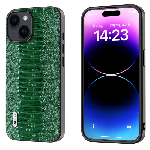

For iPhone 15 ABEEL Genuine Leather Weilai Series Phone Case(Green)
