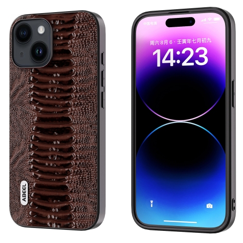 

For iPhone 15 ABEEL Genuine Leather Weilai Series Phone Case(Coffee)