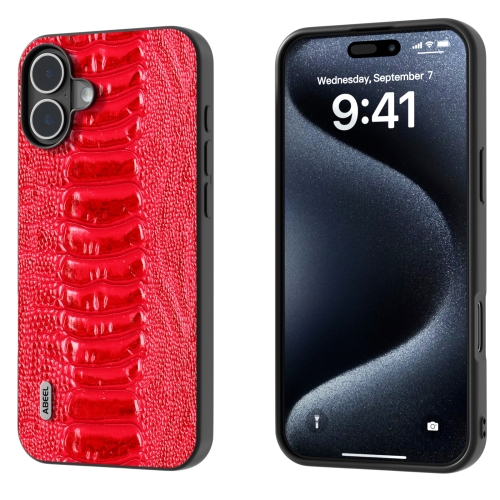 

For iPhone 16 ABEEL Genuine Leather Weilai Series Phone Case(Red)