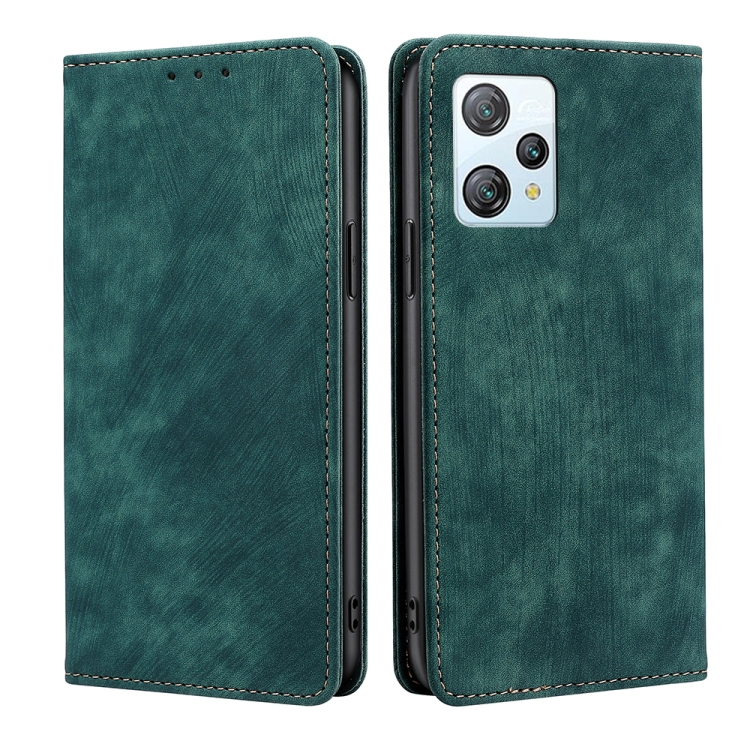 

For Blackview A53 / A53 Pro RFID Anti-theft Brush Magnetic Leather Phone Case(Green)