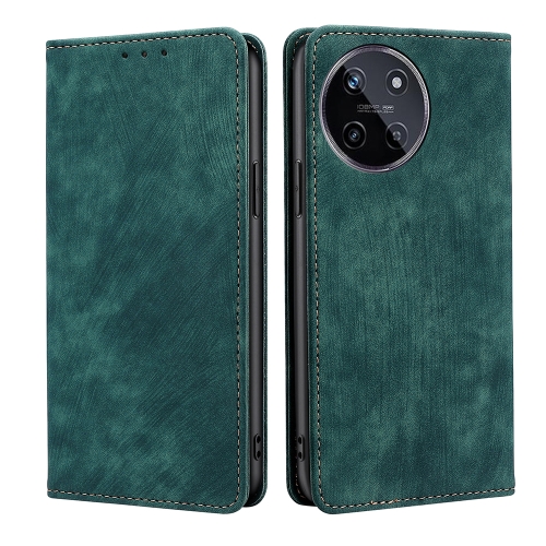 

For Realme 11 4G RFID Anti-theft Brush Magnetic Leather Phone Case(Green)