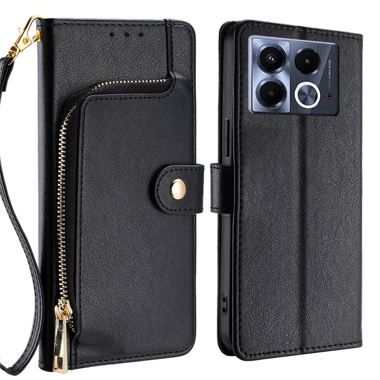 

For Infinix Note 40 5G Zipper Bag Leather Phone Case(Black)