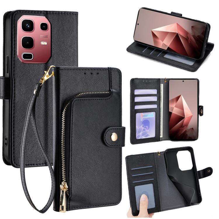 

For Infinix Note 50s 5G Zipper Bag Leather Phone Case(Black)