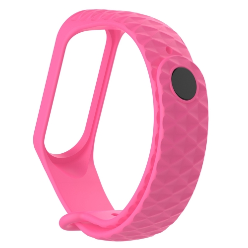 For Xiaomi 3 / 4 Strap Diamond Texture Silicone Strap，Belt Length：23cm(Rose Red)