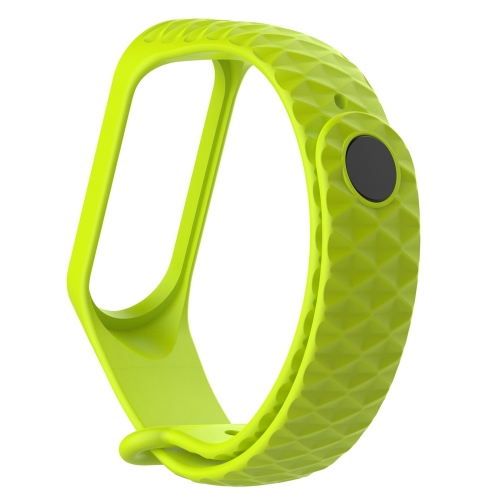 For Xiaomi 3 / 4 Strap Diamond Texture Silicone Strap，Belt Length：23cm(Lime)