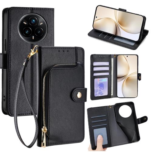 

For Realme 14 Pro+ 5G Zipper Bag Leather Phone Case(Black)