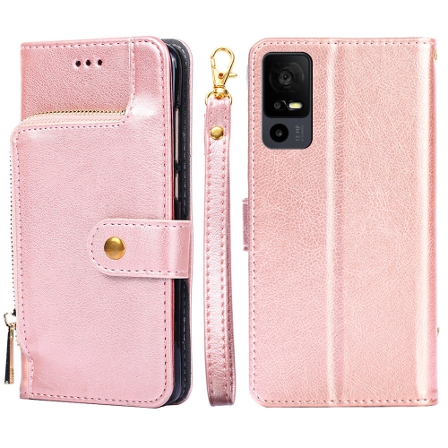 

For TCL 40 XE 5G / 40X 5G T601D Zipper Bag Leather Phone Case(Rose Gold)