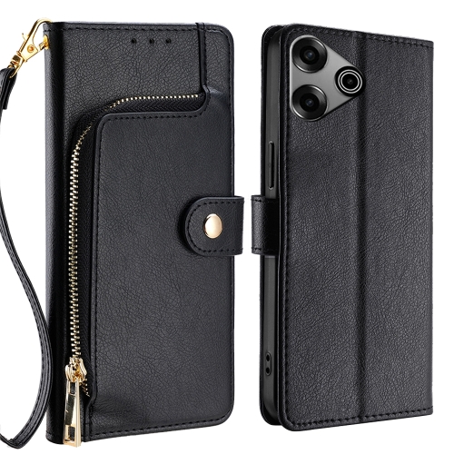 

For Tecno Pova 6 Pro 5G Zipper Bag Leather Phone Case(Black)