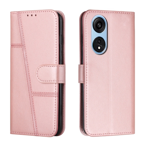 

For OPPO A1 5G/A98/F23 5G Stitching Calf Texture Buckle Leather Phone Case(Rose Gold)