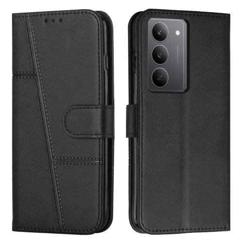 

For Realme C75 / V60 Pro Stitching Calf Texture Buckle Leather Phone Case(Black)