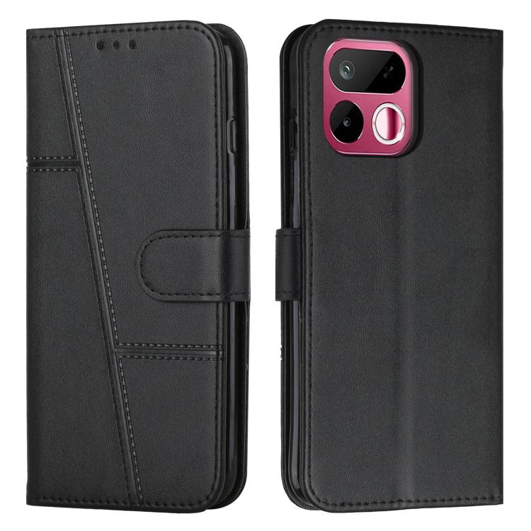 For Realme 16T 5G Stitching Calf Texture Buckle Leather Phone Case(Black)
